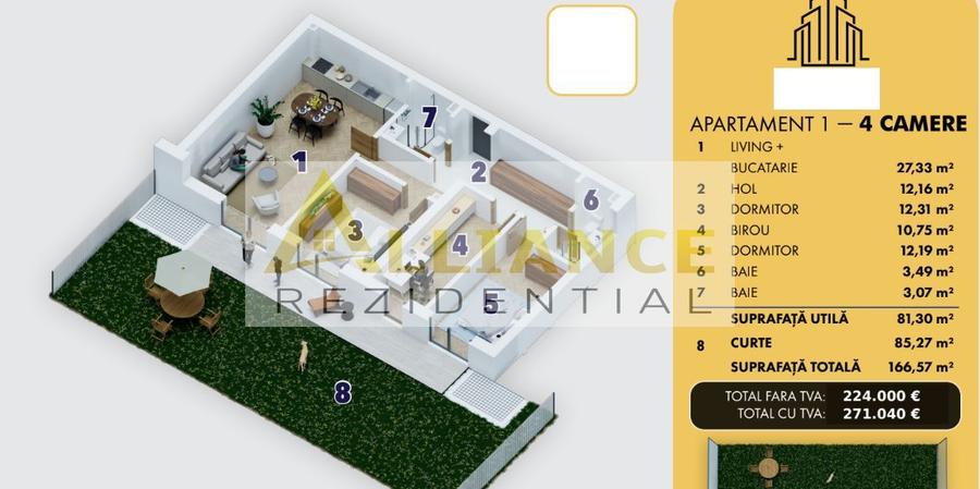 APARTAMENT 4 CAMERE CU CURTE PROPRIE | PRET DE LANSARE | COMISION 0%