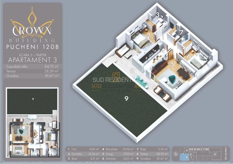 Apartament cu 3 camere de vanzare, gradina proprie si terasa, Sectorul 5 - 1