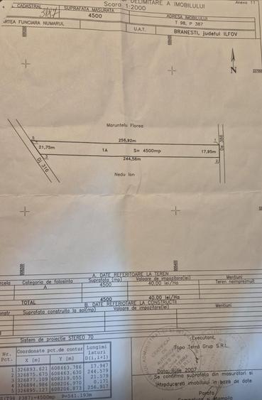 Teren Intravilan Branesti 4500mp Acces Asfalt si A2-deschidere 22ml