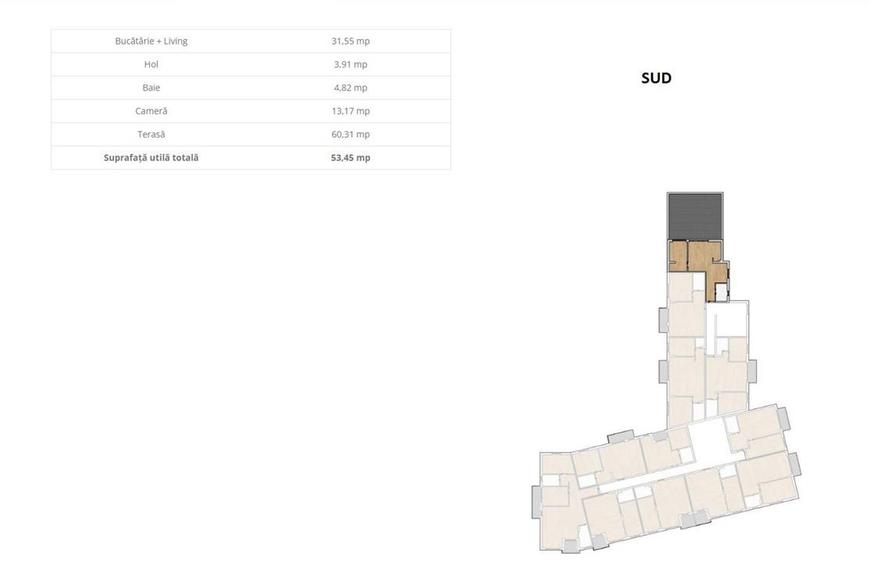 Apartament 2 camere finalizat cu terasa de 60 mp, zona VIVO - 3
