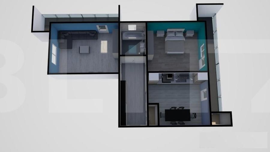 Apartament confort sporit, 2 camere decomandat, 60mp, 2 balcoane 10mp, Apahida