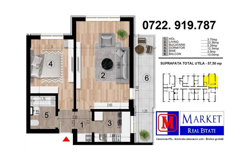 Apartament 2 camere decomandat - Metrou Berceni (1,1 km)