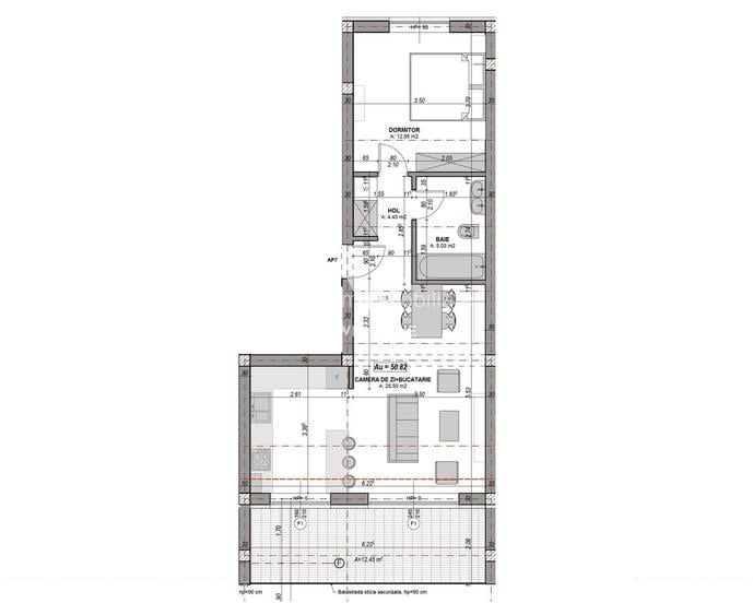 Apartament 2 camere, 51 mp utili cu balcon orientare SUD, la alb - 8