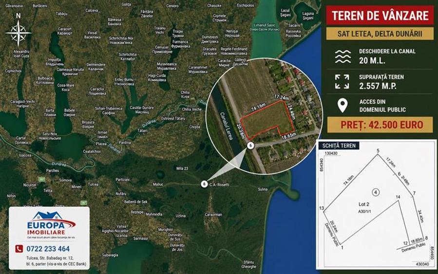 Teren cu deschidere la canal în Letea – 2.557 mp | Delta Dunării |