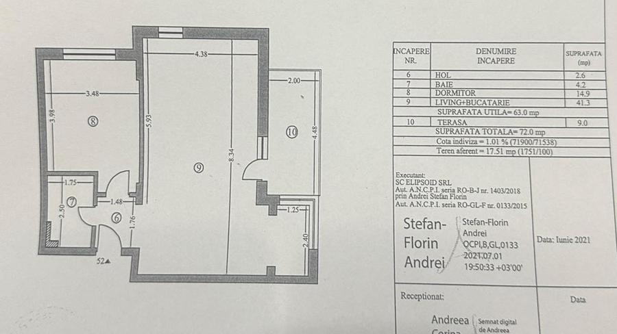 Apartament spatios in bloc nou