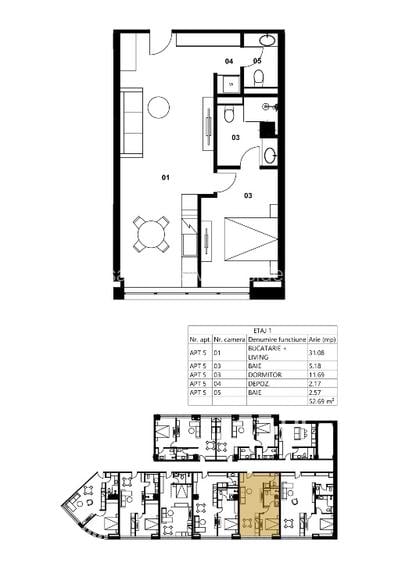 Apartament 2 camere premium | Cassa Exclusive | 52,69 mp | 158.000 € - 2