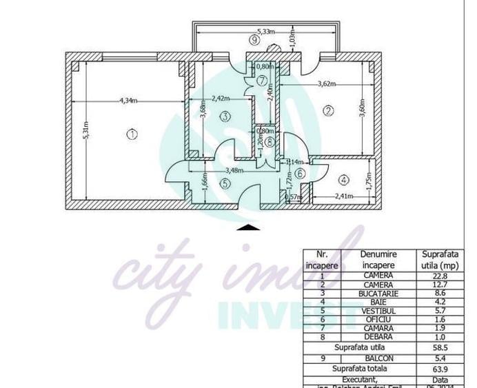 Partament 2 camere, 64 mp | Bloc 1986 | Iancului