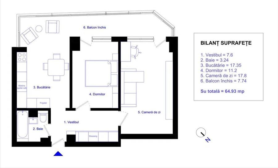 2 Camere | 1 Mai | Decomandat | Mobilat | Utilat |
