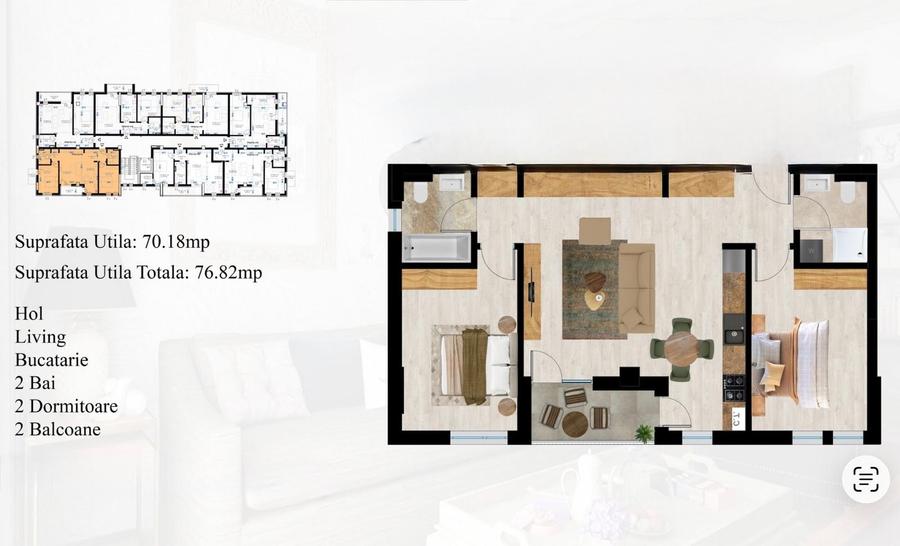 Apartament 3 camere finalizat, loc de parcare inclus! PREDARE IMEDIATA