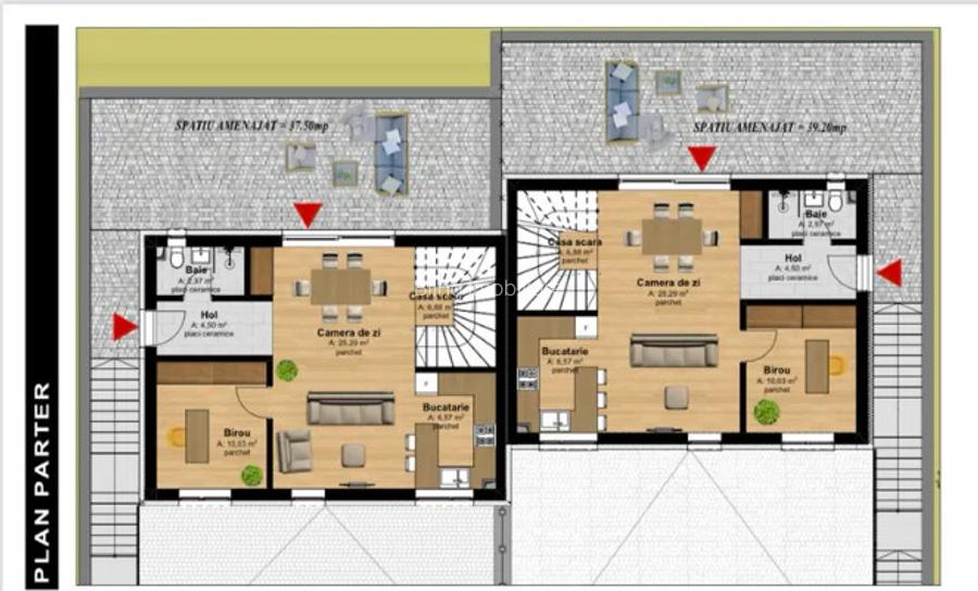 Duplex semifinisat 4 camere, 2 garaje,161 mp,teren liber 280 mp, Tauti - 4