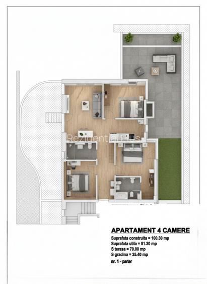 Apartament 4 Camere cu Gradina si Terasa de 105 mp | OMV Pipera - 3