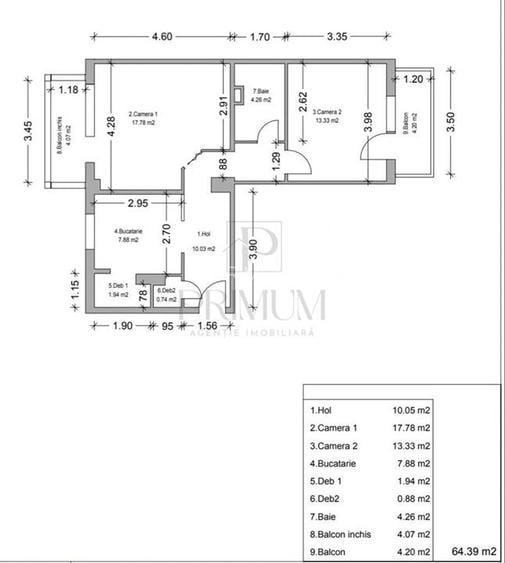 BUCOVINA- 2 camere, decomandat, etaj intermediar, 2 balcoane, model mare - 8