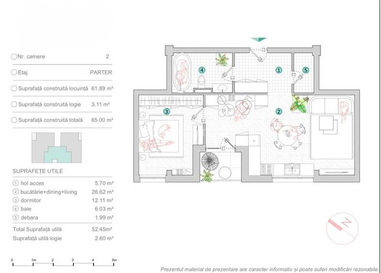 Apartament cu 2 camere, 52.45 mp utili, situat in zona strazii Oasului! - 2