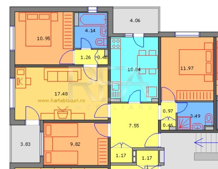 4 camere, 1/8, anvelopat, bloc 1982, 90mp-Gorjului - 15