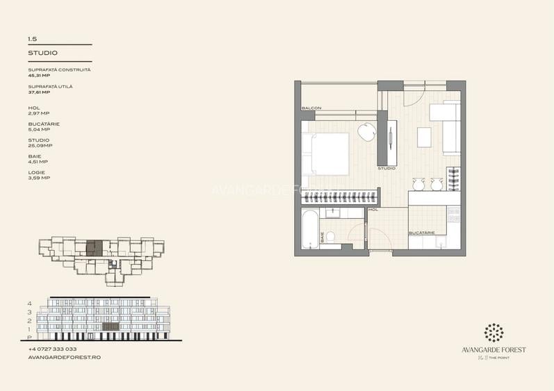 Studio Dublu | Zona de noapte separată | 3m Înălțime  - AVANGARDE FOREST - 1