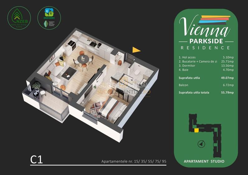 Apartament modern cu un dormitor, Parc Tudor Arghezi, Bd. Metalurgiei - 1