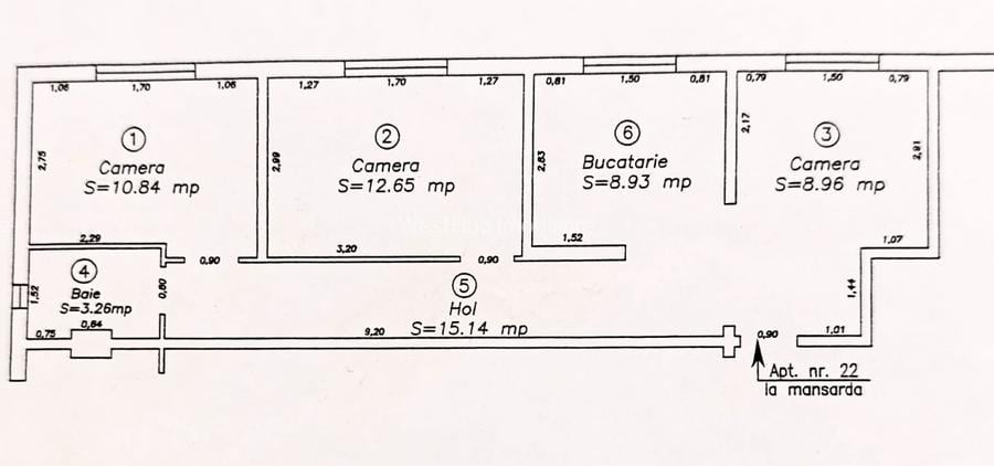 Apartament 3 camere, 59 mp utili, mobilat - zona Aradului - 9