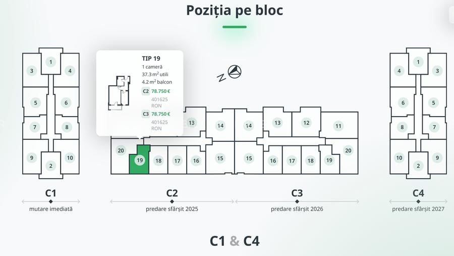 Apartamente cu 1 camera, 41 mp, etaj 1, lift, bloc nou, Tatarasi, langa tramvai - 7