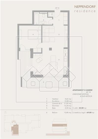 Apartament de vanzare in Sibiu - 2 camere, balcon mare - bloc cu lift - 10