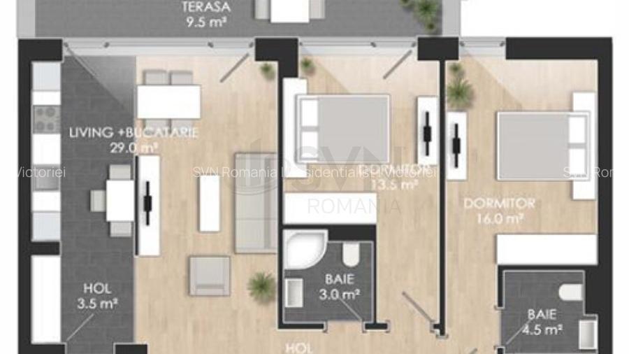 REA1018184 BEST PRICE 3 Camere cu terasa Complex Atria - 2