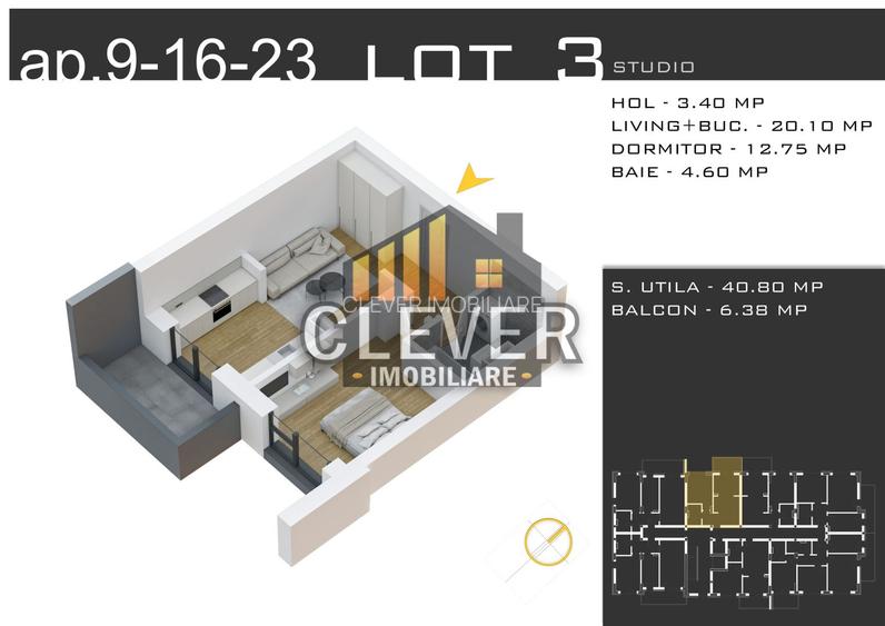 Studio cu Parcare GRATUITĂ la Avans de 90% - zona Pallady - 2