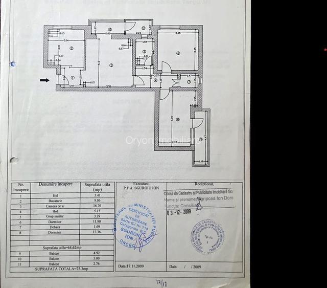 Apartament 3 camere, 65mp , semidecomandat, etaj 3, zona 1 Mai - 11