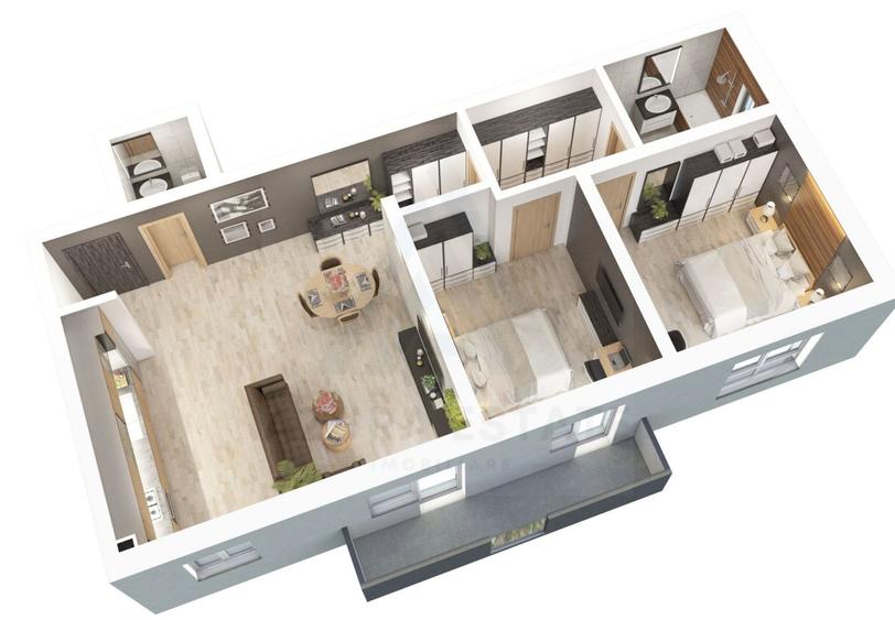 Apartament 73.5 mp utili 3 camere 2 bai si parcare in zona Dna Stanca