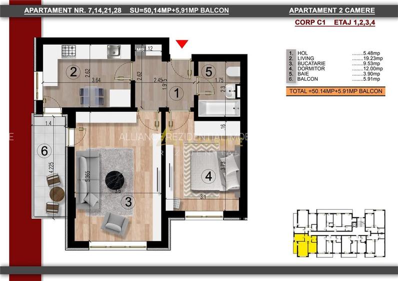 Apartament 2 camere mobilat si utilat, 56 mp, parcare subterana, metrou Berceni- - 38