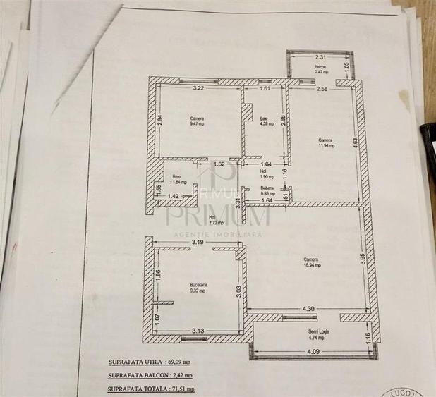 TELEGRAFULUI -3 CAM -BOXA -CENTRALA -2 BAI -2 BALCOANE -ETAJ INTERMEDIAR - 13