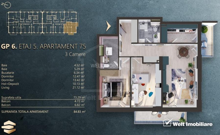 De vanzare apartament cu 3 camere, bloc nou - 2