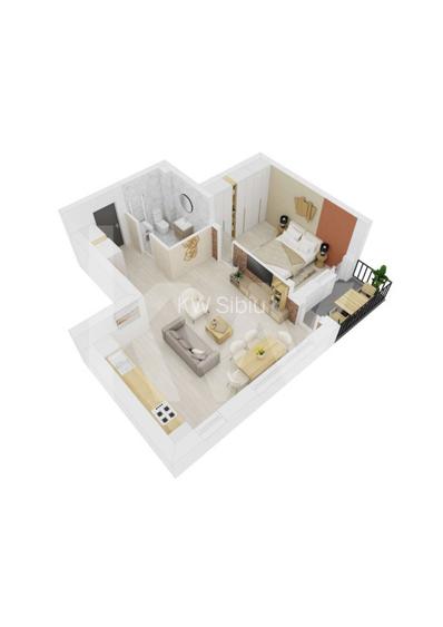 Apartament 2 camere la cheie balcon parcare 48,6mpu Et.3 Doamna Stanca - 4