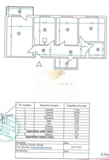 Apartament 3 camere | 70 mp | 2 băi cu geam | - 7