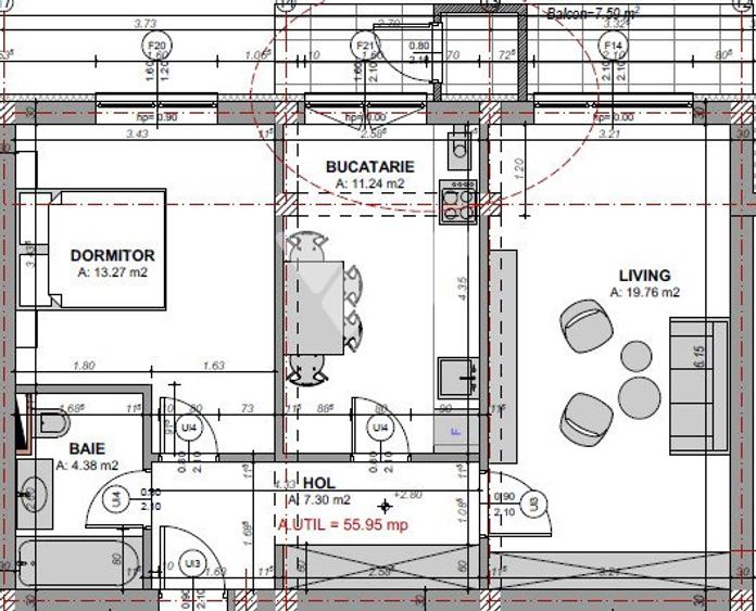 Apartament 2 camere la etaj 1 cu balcon si debara - zona Doamna Stanca