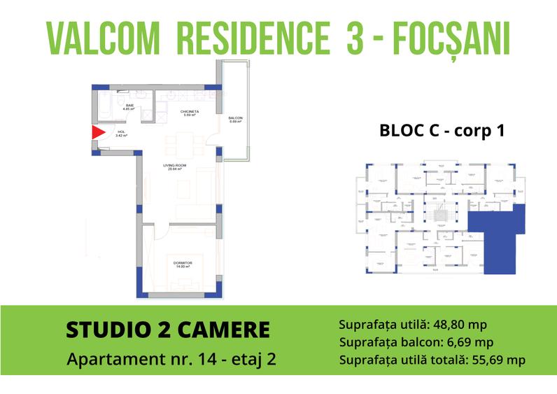 Apartament 2 camere-Bloc Finalizat-77.500 € tva inclus - 2