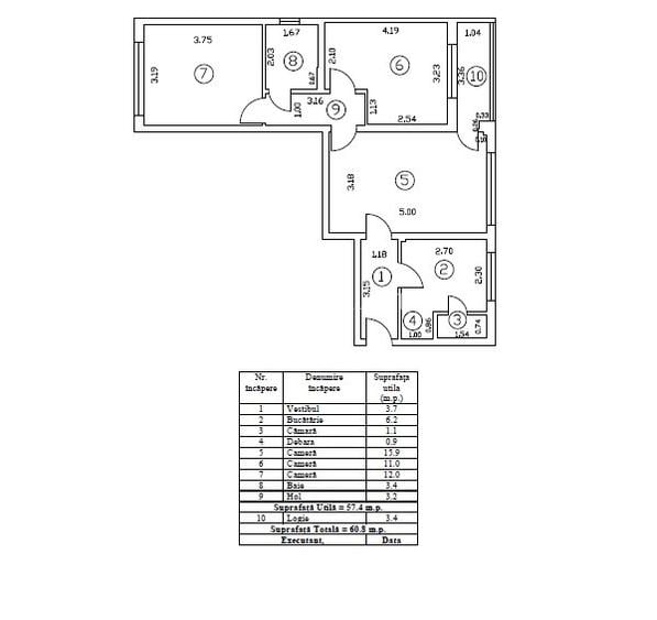 Apartament cu 3 camere + balcon, semidecomandat, 61mp, Calea Giulesti - 1