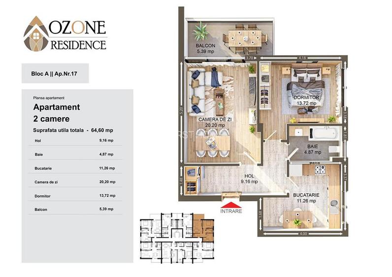 Apartament 2 camere, etaj 1,65mp utili de vanzare in complex Ozone City - 13