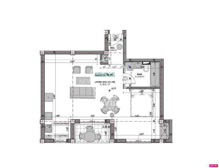 Direct dezvoltator-Ap. 2 camere, la alb - etaj 1/2, incalz. pardoseala - 4