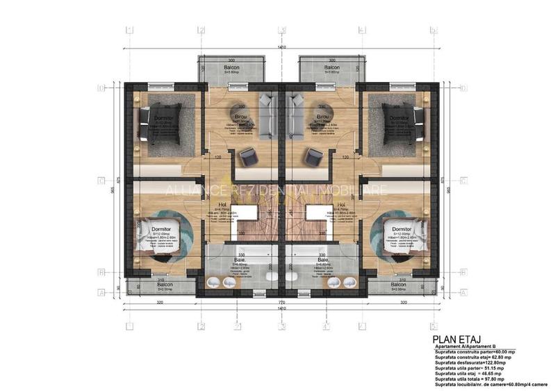 Casa tip Duplex - 2 dormitoare - 2 bai - 325 mp teren - 7