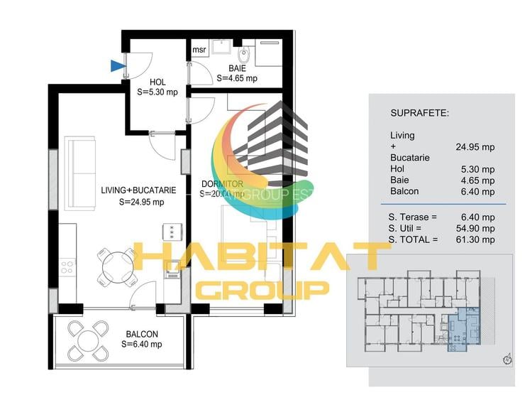 Pallady 2 camere tip studio 61 mp la 15 min. metrou N.Teclu - 2