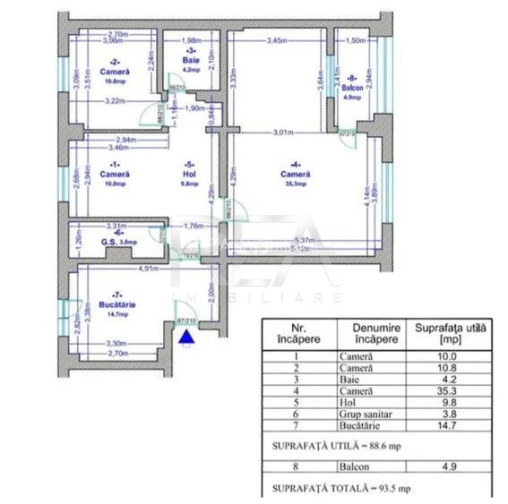4 camere, et 3/8, SU 94 mp, bloc 1994, anvelopat/Lujerului-Virtutii - 17