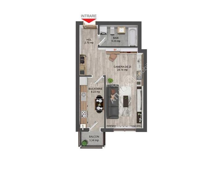 Garsoniera cu balcon si parcare de vanzare in Selimbar zona Brana - 5