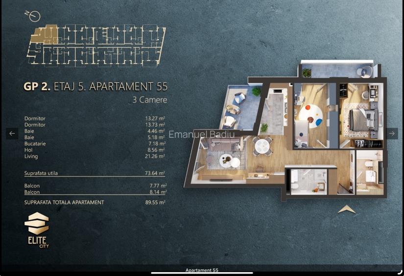 Apartament cu 3 camere, 2 balcoane și finisaje premium - 16