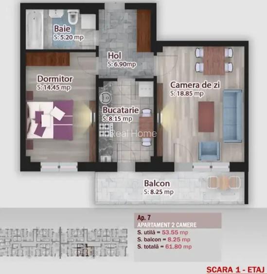 2 camere | 61.8 mp | 1 Decembrie 1918 |15 min metrou | IULIE 2026 - 2