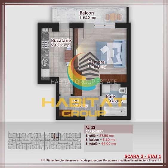 Garsoniera- 44 mp - metrou Nicolae Teclu - 1