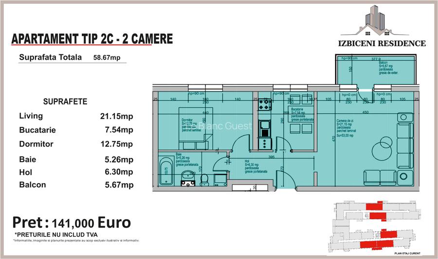Apartament 2 Camere TIP C in complex Izbiceni Residence - 2
