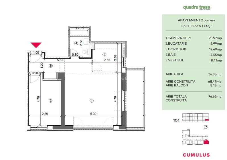 APARTAMENT 2 CAMERE / BLOC NOU / QUADRA TREES / DIRECT DEZVOLTATOR - 2