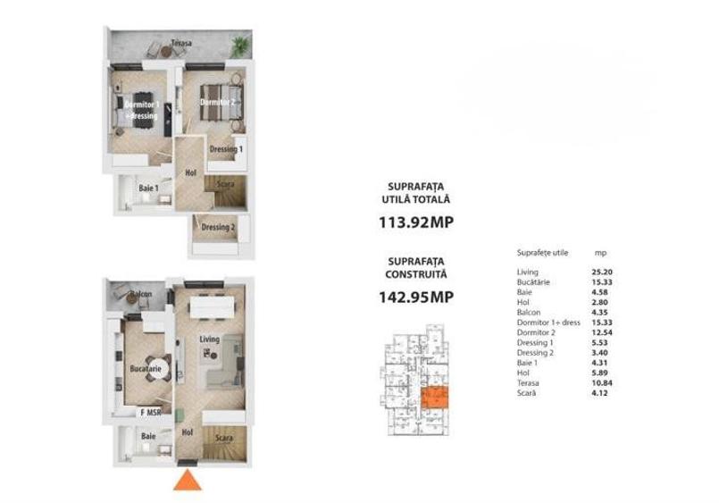 Penthouse de Vânzare – NOVUM POLITEHNICA | 3 Camere | 114 mp  | Mobilat - 20