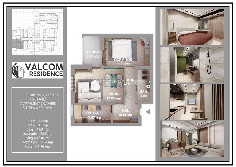Valcom Residence Bartolomeu, 2 camere, terasa 5.44 mp Comision 0% - 5