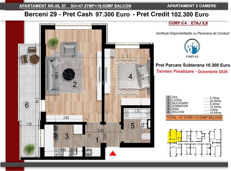 2 Camere decomandat! Acces facil metrou! Etaj intermediar! - 7