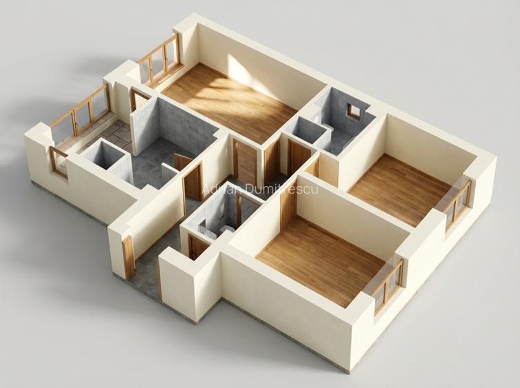 Stefanestii de Jos, 3 camere 70 mp,2 bai,centrala proprie,etaj 1/2,Comision 0% - 16